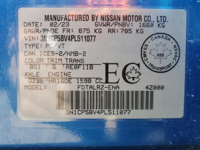 2023 Nissan Kicks S მანქანა იყიდება აუქციონზე, vin: 3N1CP5BV4PL511077, აუქციონის ნომერი: 57328454