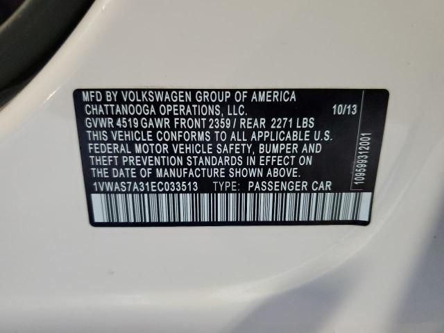 Продаж на аукціоні авто 2014 Volkswagen Passat S, vin: 1VWAS7A31EC033513, номер лоту: 58353524