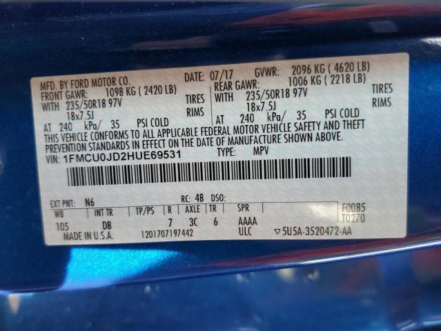 Продаж на аукціоні авто 2017 Ford Escape Titanium, vin: 1FMCU0JD2HUE69531, номер лоту: 56323314