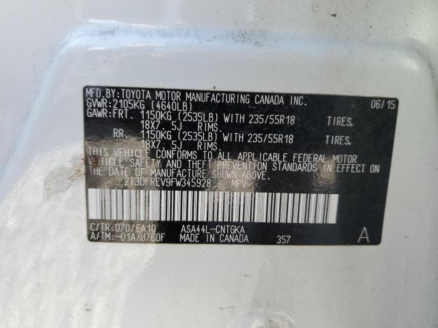 Продаж на аукціоні авто 2015 Toyota Rav4 Limited, vin: 2T3DFREV9FW345928, номер лоту: 58685684