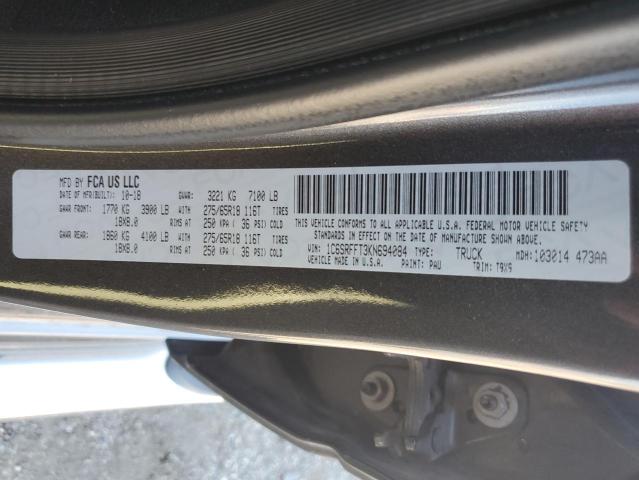 Aukcja sprzedaży 2019 Ram 1500 Big H, vin: 1C6SRFFT3KN694084, numer aukcji: 60347824