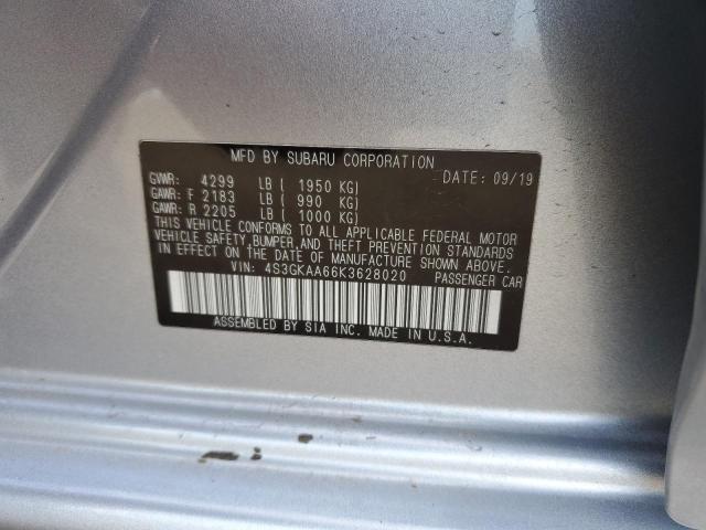 59361234 :رقم المزاد ، 4S3GKAA66K3628020 vin ، 2019 Subaru Impreza مزاد بيع