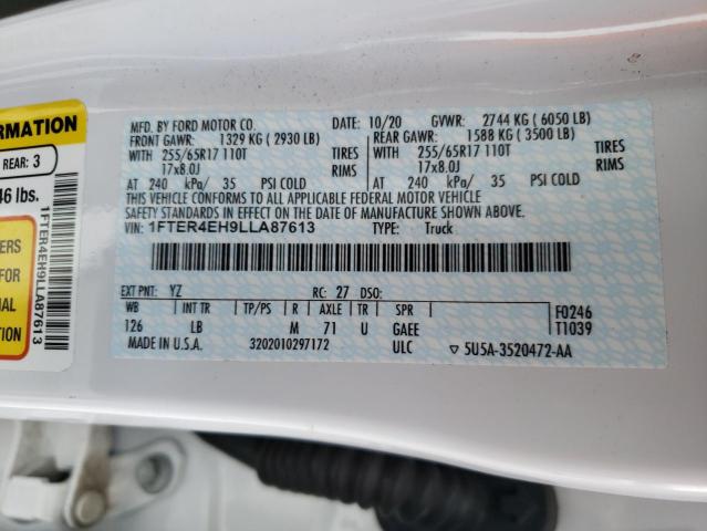 Продаж на аукціоні авто 2020 Ford Ranger, vin: 1FTER4EH9LLA87613, номер лоту: 57697544