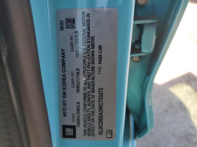 Продажа на аукционе авто 2021 Chevrolet Spark 1lt, vin: KL8CD6SA3MC703275, номер лота: 58176154