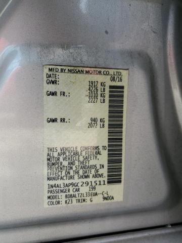 Продажа на аукционе авто 2016 Nissan Altima 2.5, vin: 1N4AL3AP9GC291511, номер лота: 58204074