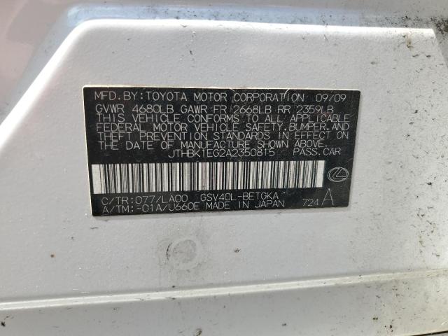 Продажа на аукционе авто 2010 Lexus Es 350, vin: JTHBK1EG2A2350815, номер лота: 57691284