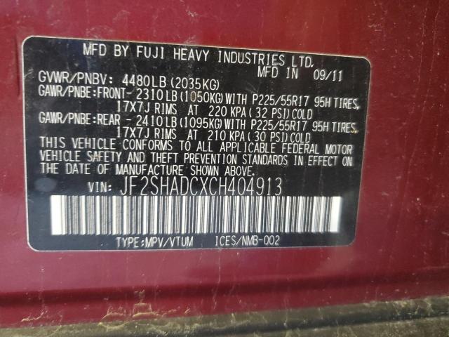 57736354 :رقم المزاد ، JF2SHADCXCH404913 vin ، 2012 Subaru Forester 2.5x Premium مزاد بيع