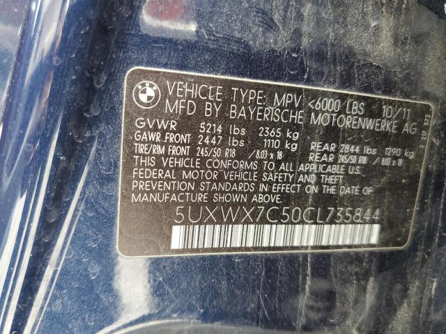 57890844 :رقم المزاد ، 5UXWX7C50CL735844 vin ، 2012 Bmw X3 Xdrive35i مزاد بيع