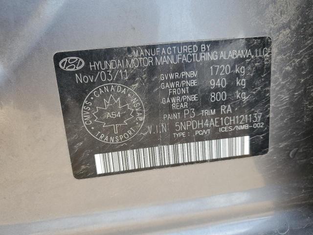 57643384 :رقم المزاد ، 5NPDH4AE1CH121137 vin ، 2012 Hyundai Elantra Gls مزاد بيع
