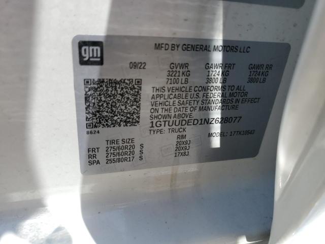 Продажа на аукционе авто 2022 Gmc Sierra, vin: 1GTUUDED1NZ628077, номер лота: 57788644