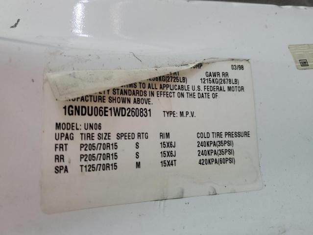 58565515 :رقم المزاد ، 1GNDU06E1WD260831 vin ، 1998 Chevrolet Venture مزاد بيع