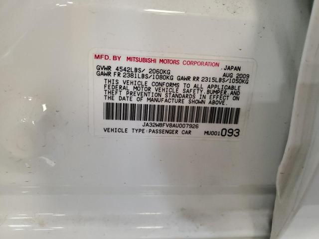 Aukcja sprzedaży 2010 Mitsubishi Lancer Evo, vin: JA32W8FV8AU007926, numer aukcji: 59334735