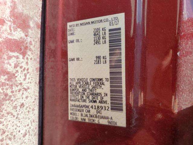 58352765 :رقم المزاد ، 1N4AA6AP0HC418932 vin ، 2017 Nissan Maxima 3.5 مزاد بيع