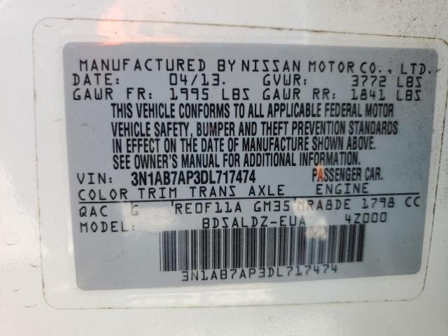 62428955 :رقم المزاد ، 3N1AB7AP3DL717474 vin ، 2013 Nissan Sentra S مزاد بيع