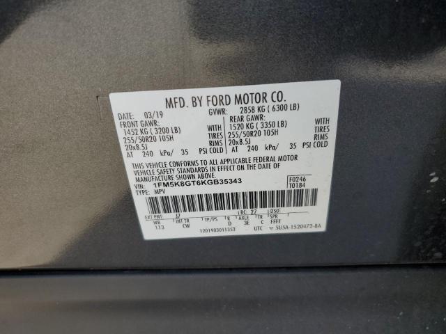 Продаж на аукціоні авто 2019 Ford Explorer S, vin: 1FM5K8GT6KGB35343, номер лоту: 62230015