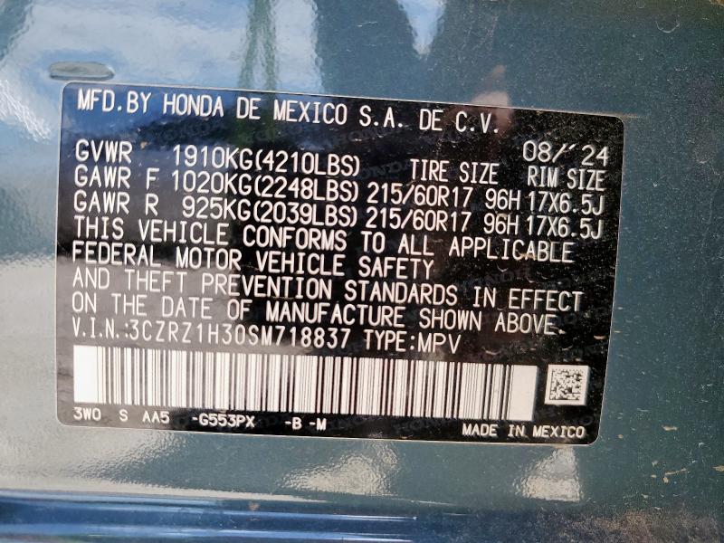 59883625 :رقم المزاد ، 3CZRZ1H30SM718837 vin ، 2025 Honda Hr-v Lx مزاد بيع
