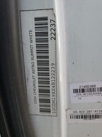 2004 Chevrolet Astro მანქანა იყიდება აუქციონზე, vin: 1GCDM19XX4B122239, აუქციონის ნომერი: 62822295