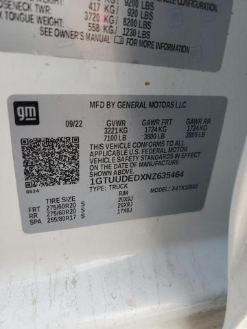 Продажа на аукционе авто 2022 Gmc Sierra K15, vin: 1GTUUDEDXNZ635464, номер лота: 62771555
