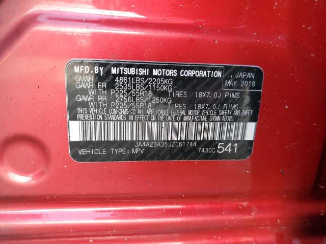 Продаж на аукціоні авто 2018 Mitsubishi Outlander, vin: JA4AZ3A35JZ061744, номер лоту: 58656685