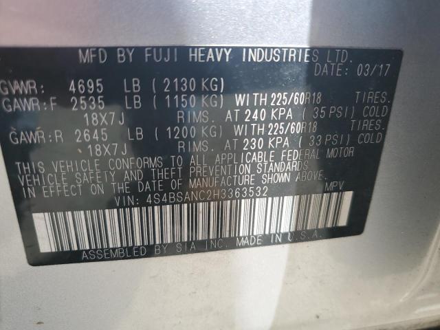 61852095 :رقم المزاد ، 4S4BSANC2H3363532 vin ، 2017 Subaru Outback مزاد بيع