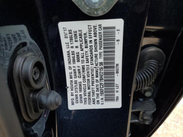 2017 Honda Civic მანქანა იყიდება აუქციონზე, vin: 19XFC2F78HE215856, აუქციონის ნომერი: 61808225