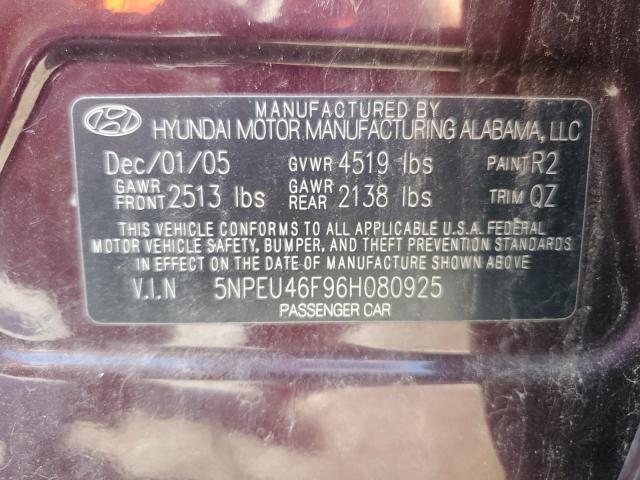 2006 Hyundai Sonata Gls მანქანა იყიდება აუქციონზე, vin: 5NPEU46F96H080925, აუქციონის ნომერი: 61668175