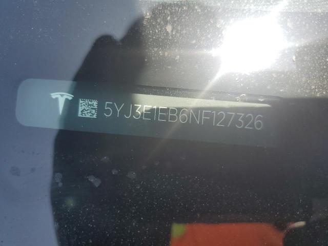Aukcja sprzedaży 2022 Tesla Model 3, vin: 5YJ3E1EB6NF127326, numer aukcji: 59391675