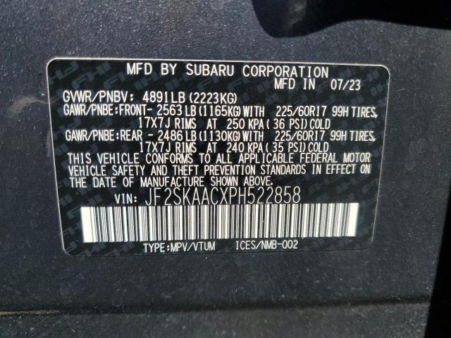 59691675 :رقم المزاد ، JF2SKAACXPH522858 vin ، 2023 Subaru Forester مزاد بيع