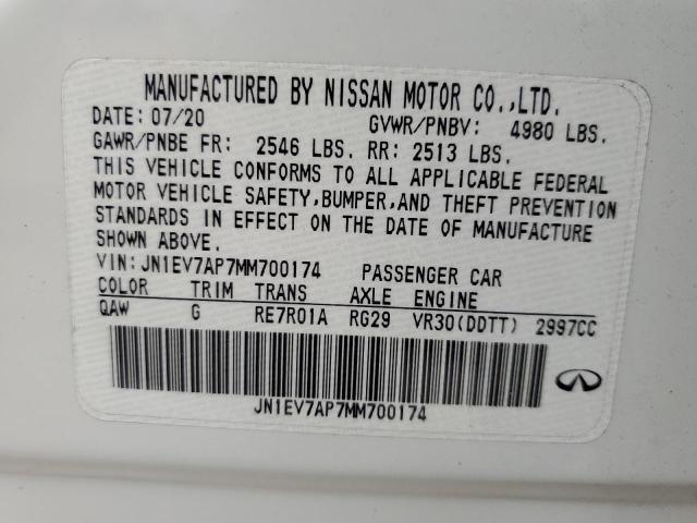 62968275 :رقم المزاد ، JN1EV7AP7MM700174 vin ، 2021 Infiniti Q50 Pure مزاد بيع