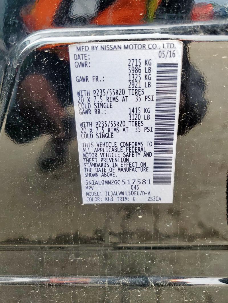 Aukcja sprzedaży 2016 Infiniti Qx60, vin: 5N1AL0MN2GC517581, numer aukcji: 60392135