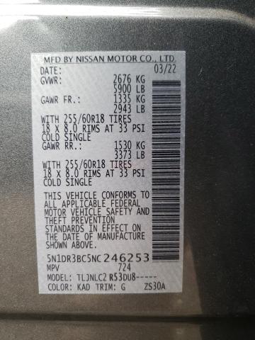 Aukcja sprzedaży 2022 Nissan Pathfinder, vin: 5N1DR3BC5NC246253, numer aukcji: 61660075