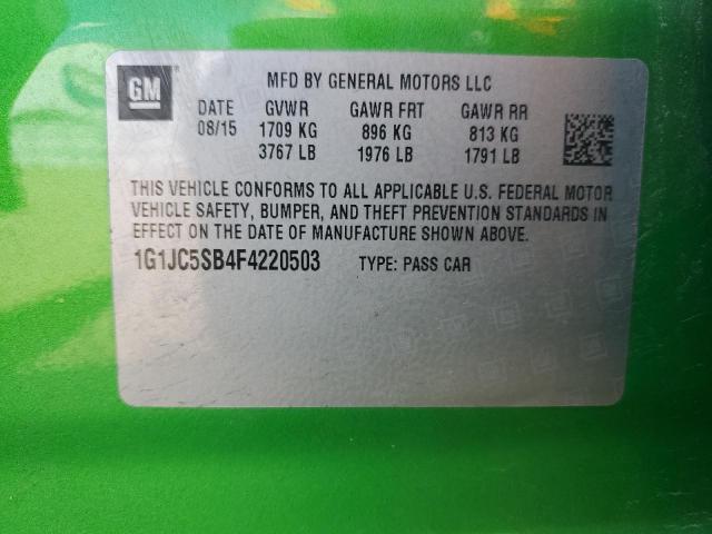 2015 Chevrolet Sonic მანქანა იყიდება აუქციონზე, vin: 1G1JC5SB4F4220503, აუქციონის ნომერი: 60695645