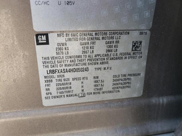 60751275 :رقم المزاد ، LRBFXASA4HD050243 vin ، 2017 Buick Envision مزاد بيع