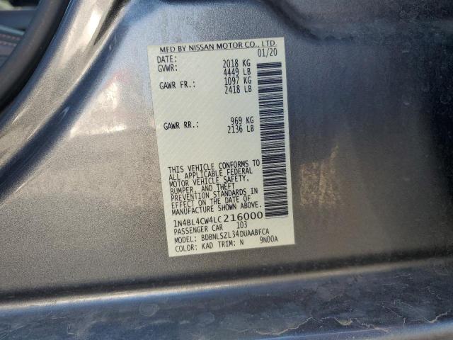 2020 Nissan Altima მანქანა იყიდება აუქციონზე, vin: 1N4BL4CW4LC216000, აუქციონის ნომერი: 59347405