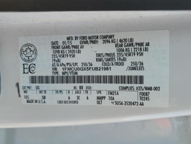 Продаж на аукціоні авто 2015 Ford Escape Se, vin: 1FMCU0GX5FUB21981, номер лоту: 59976535