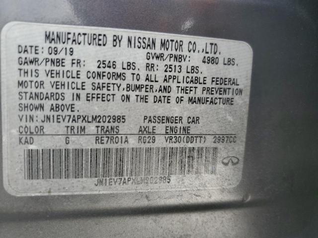 Aukcja sprzedaży 2020 Infiniti Q50, vin: JN1EV7APXLM202985, numer aukcji: 59752815