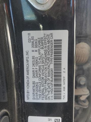 62593025 :رقم المزاد ، 1HGCV2F39JA020241 vin ، 2018 Honda Accord مزاد بيع