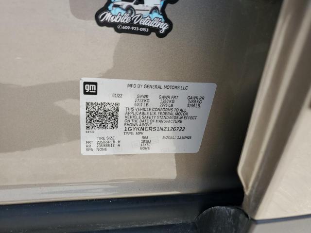 61165375 :رقم المزاد ، 1GYKNCRS1NZ126722 vin ، 2022 Cadillac Xt5 Premiu مزاد بيع