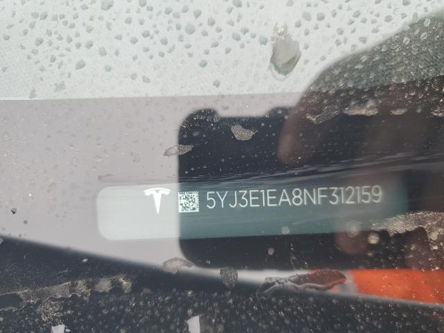 59784445 :رقم المزاد ، 5YJ3E1EA8NF312159 vin ، 2022 Tesla Model 3 مزاد بيع