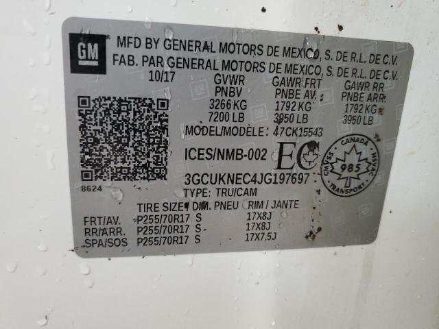 Aukcja sprzedaży 2018 Chevrolet Silverado, vin: 3GCUKNEC4JG197697, numer aukcji: 61810325