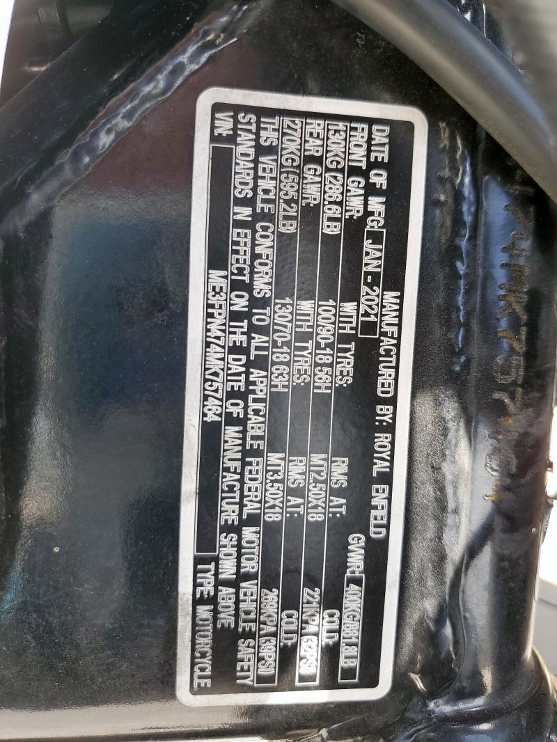 Продаж на аукціоні авто 2021 Royal Enfield Motors Int 650, vin: ME3FPN474MK757464, номер лоту: 61182475