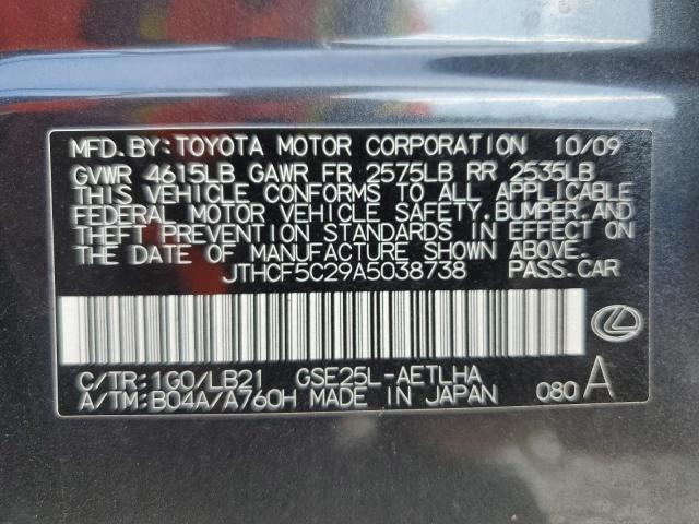 Aukcja sprzedaży 2010 Lexus Is 250, vin: JTHCF5C29A5038738, numer aukcji: 61834505