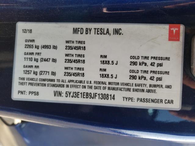 Aukcja sprzedaży 2018 Tesla Model 3, vin: 5YJ3E1EB9JF130814, numer aukcji: 60473235