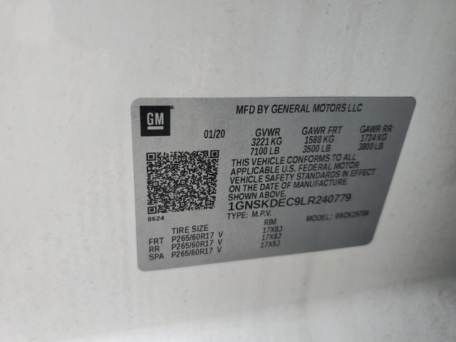 Aukcja sprzedaży 2020 Chevrolet Tahoe, vin: 1GNSKDEC9LR240779, numer aukcji: 55821355
