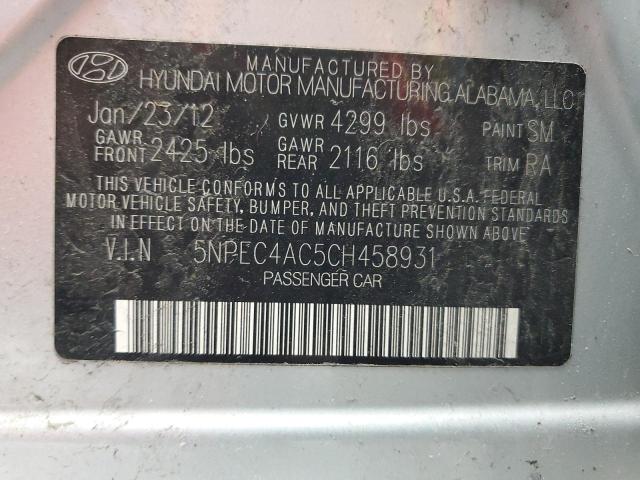 61302265 :رقم المزاد ، 5NPEC4AC5CH458931 vin ، 2012 Hyundai Sonata مزاد بيع