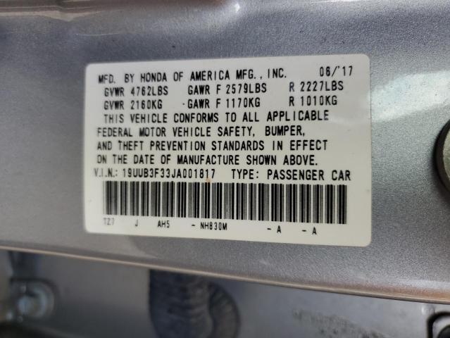 59441725 :رقم المزاد ، 19UUB3F33JA001817 vin ، 2018 Acura Tlx مزاد بيع