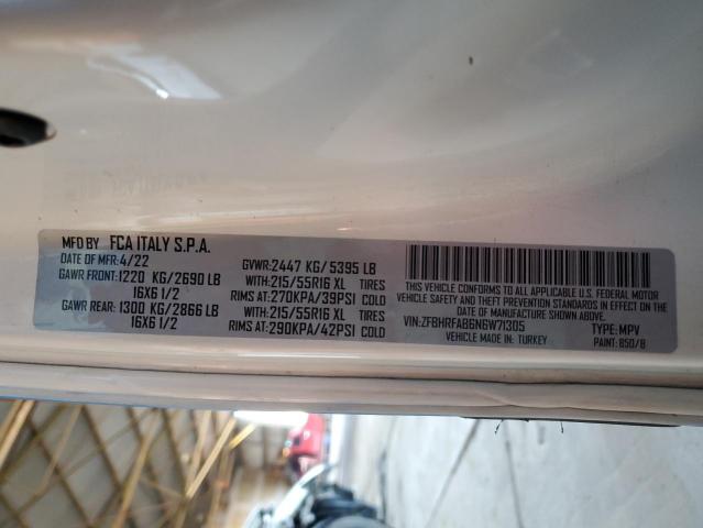 59542085 :رقم المزاد ، ZFBHRFAB6N6W71305 vin ، 2022 Ram Promaster City مزاد بيع