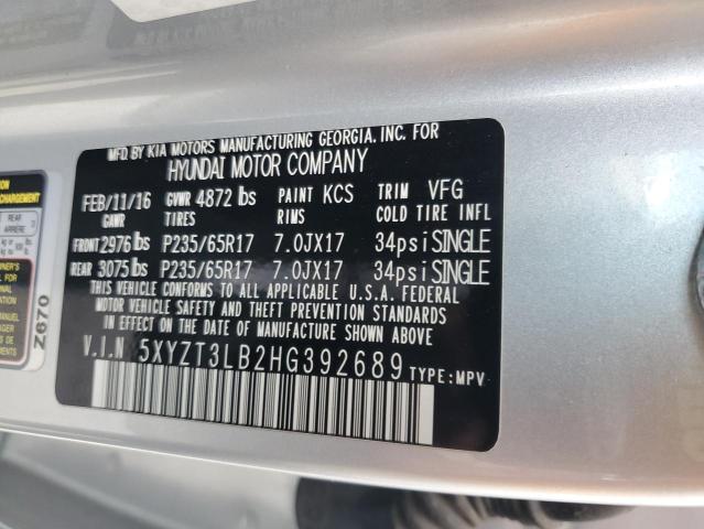2017 Hyundai Santa Fe S მანქანა იყიდება აუქციონზე, vin: 5XYZT3LB2HG392689, აუქციონის ნომერი: 59354795