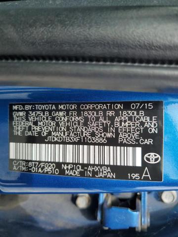 Продаж на аукціоні авто 2015 Toyota Prius C, vin: JTDKDTB3XF1103886, номер лоту: 61852415