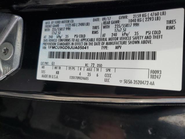 2018 Ford Escape Se მანქანა იყიდება აუქციონზე, vin: 1FMCU9GD9JUA05041, აუქციონის ნომერი: 62573735